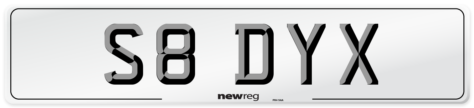 S8 DYX Number Plate from New Reg